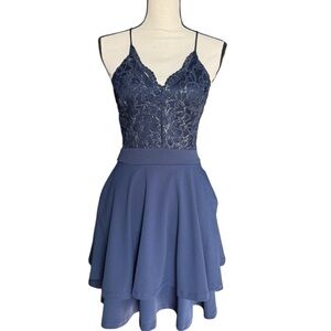 Stylish Navy Lace Dress